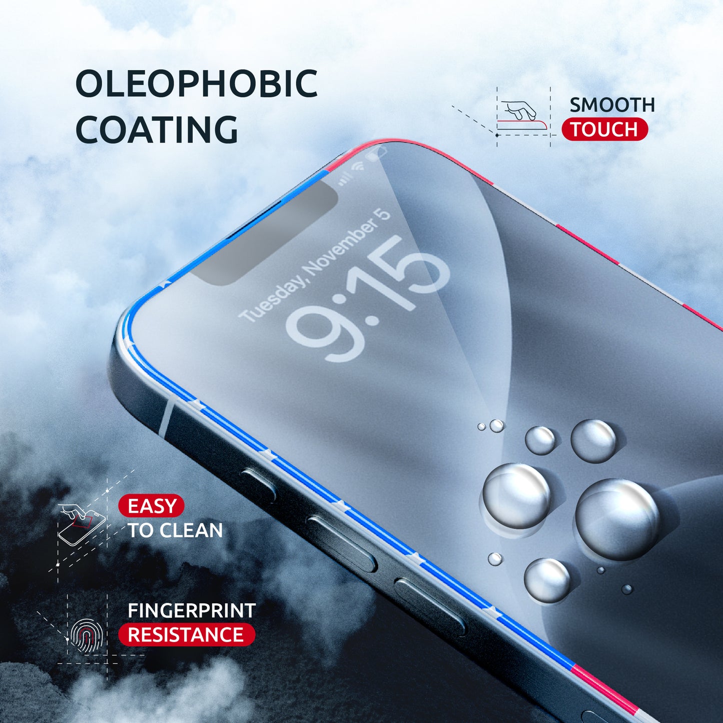 For iPhone 13PRO MAX/14 PLUS (2pcs) INTALEO Tempered Glass US Flag Design