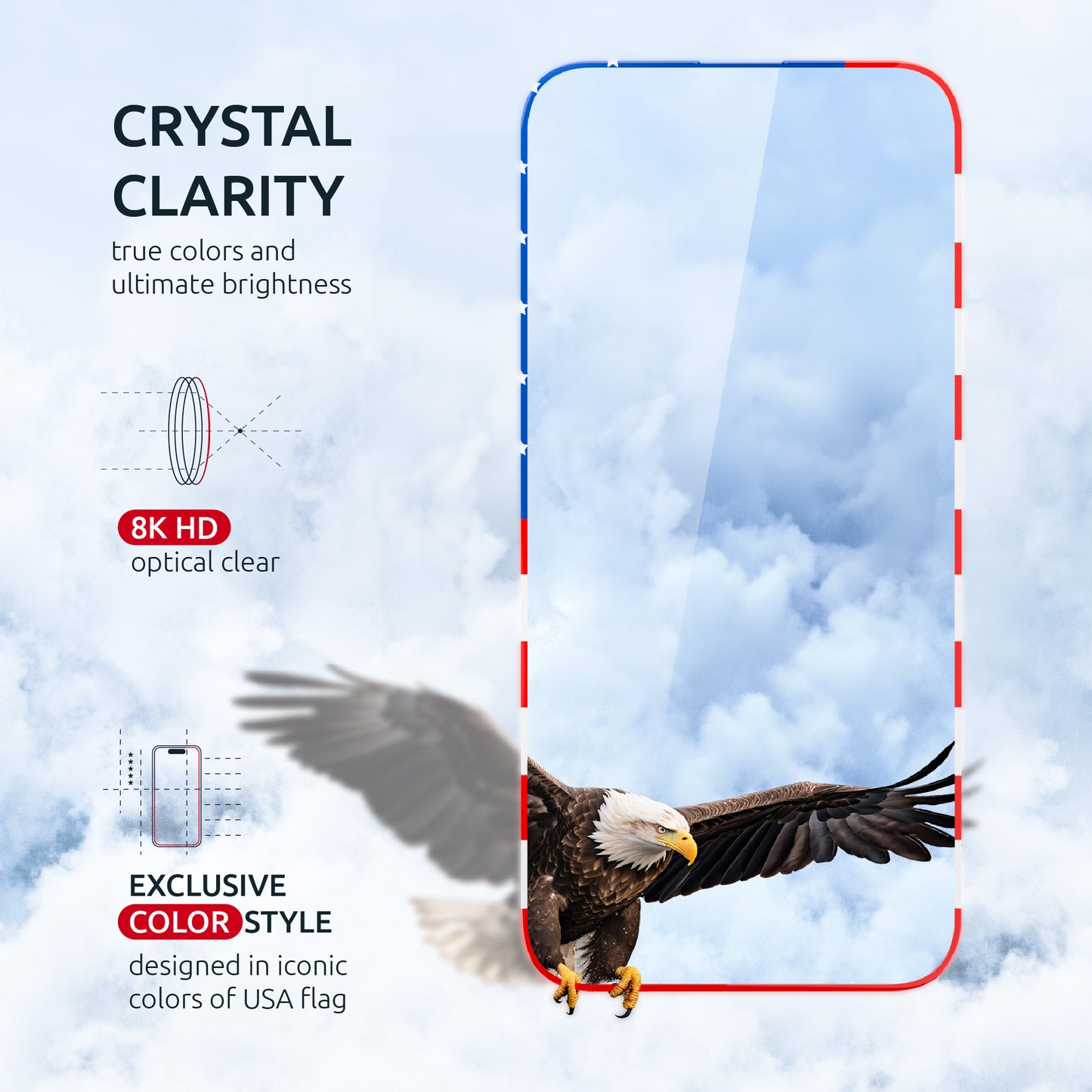 For iPhone 14 PRO (2 pcs) INTALEO Tempered Glass US Flag Design